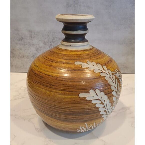 Artisan Handcrafted Signed Art Vase Earthen Pottery Ceramic Clay HOSANNA EUC - Picture 3 of 9